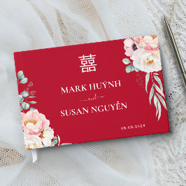Libro De Visitas Boda Tradicional China Peonía (ROJO)