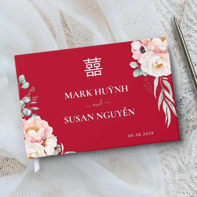Libro De Visitas Boda Tradicional China Peonía (ROJO) (Subido por el creador)