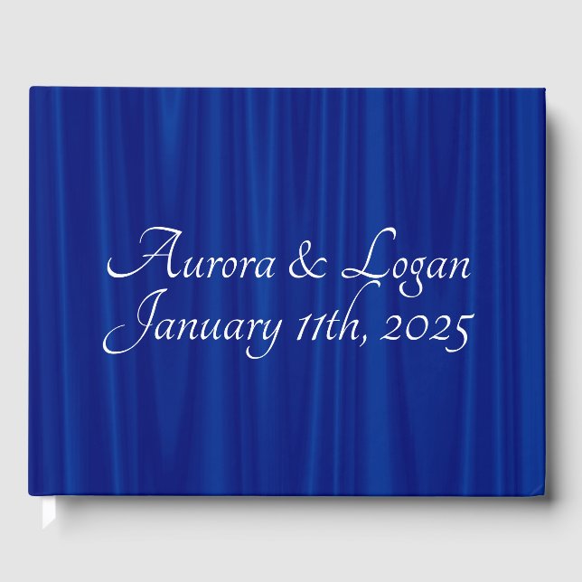 Libro De Visitas Boda tradicional "Terciopelo" azul real (Anverso)