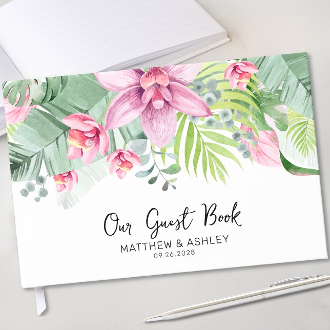 Libro De Visitas Boda tropical acuarela floral (Watercolor Floral Tropical Wedding Guest Book)