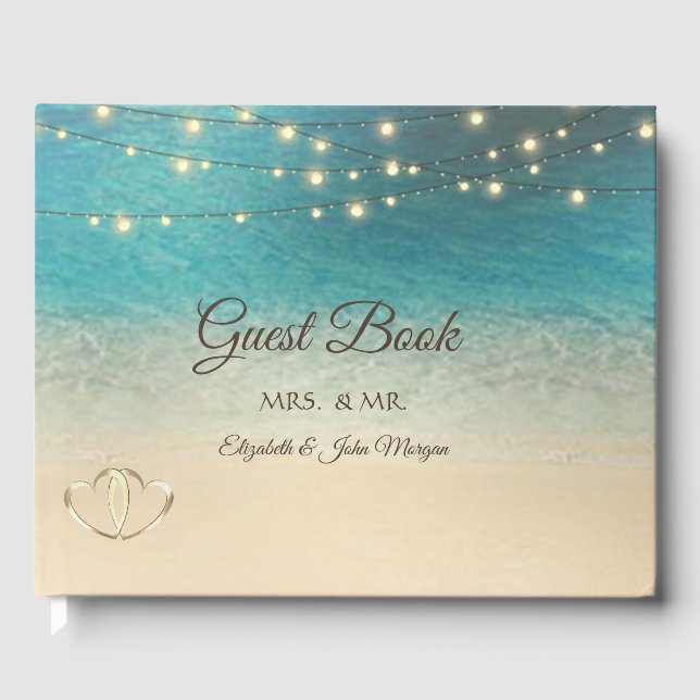 Libro De Visitas Boda Tropical Beach Hearts (Anverso)