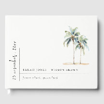 Boda tropical de color acuático de palmeras mínima