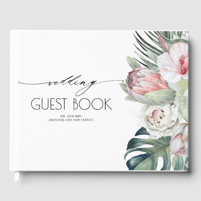 Libro De Visitas Boda Tropical Floral Beach (Anverso)