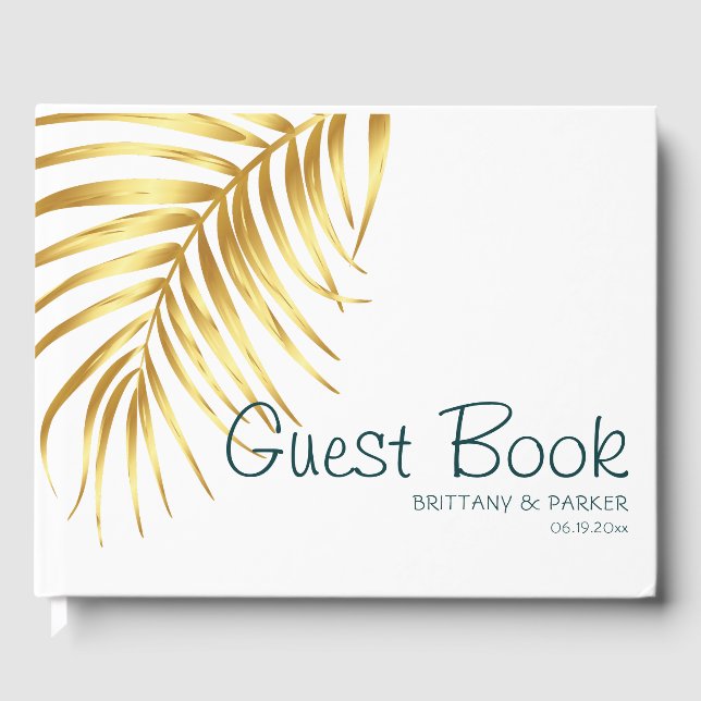 Libro De Visitas Boda Tropical Gold Personalizado (Anverso)