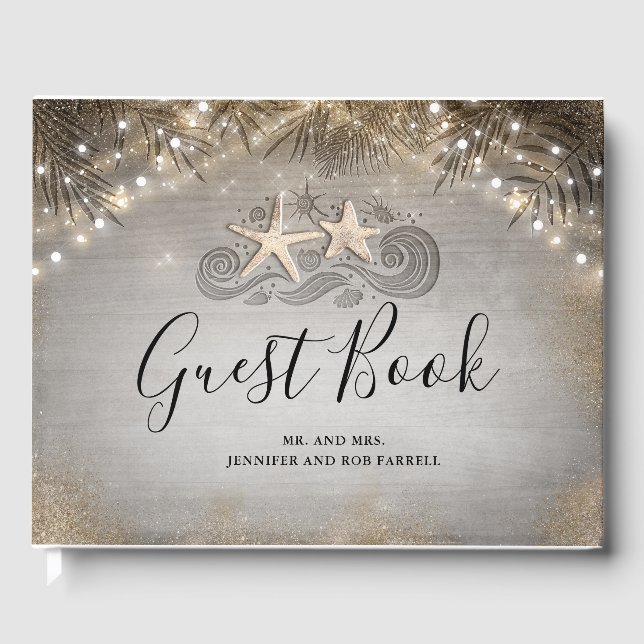 Libro De Visitas Boda Tropical Gold Starfish Beach (Anverso)