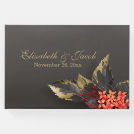 Libro De Visitas Boda tropical oscuro de jazmín rojo