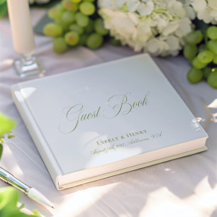 Libro De Visitas Boda verde azul claro y sabio de caligrafía