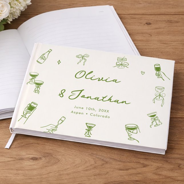 Libro De Visitas Boda Verde Dibujada a Mano (Subido por el creador)