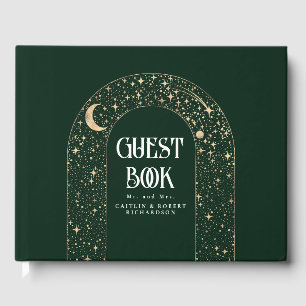 Libro De Visitas Boda verde esmeralda celestial de Night Sky Stars