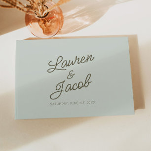 Libro De Visitas Boda Verde Minimalista Moderna Minimalista