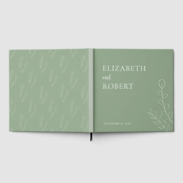 Libro De Visitas Boda Verde Sage Botánico Minimalista Elegante