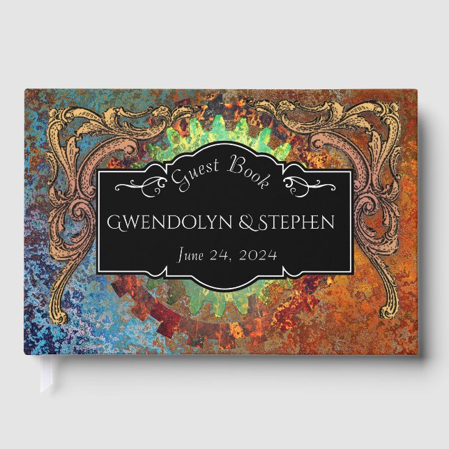 Libro De Visitas Boda vinícola Steampunk personalizada (Anverso)