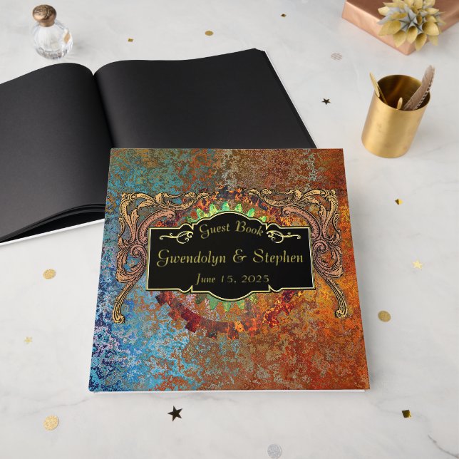 Libro De Visitas Boda vinícola Steampunk personalizada (Anverso Abierto)