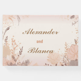 Libro De Visitas Boda Vintage con Floral Rosa Plush