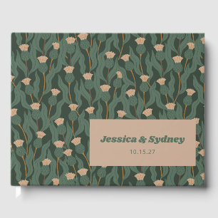 Libro De Visitas Boda Vintage Green Rubor Floral Boho Personalizado