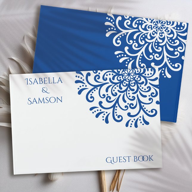 Libro De Visitas Boda Whimsical Blue Flourish (Subido por el creador)