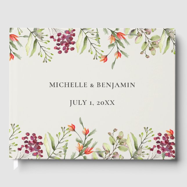 Libro De Visitas Boda Wildflower Meadow Ecru (Anverso)