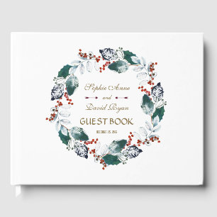 Libro De Visitas Boda Wreath del invierno sagrado Berries