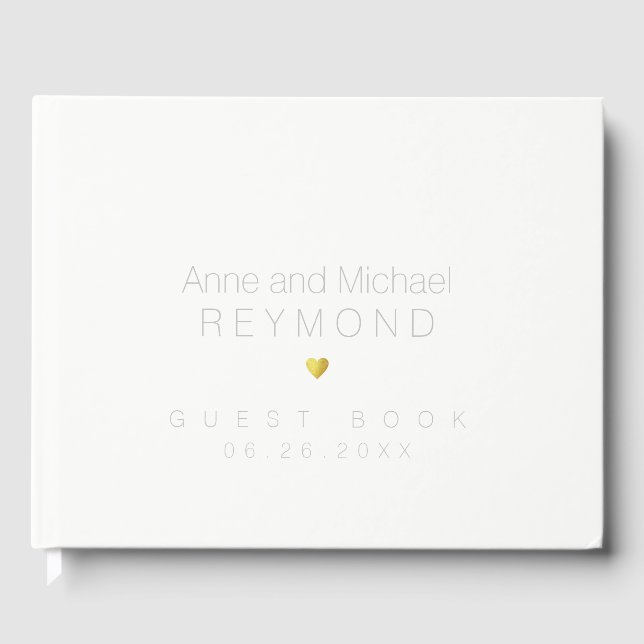 Libro De Visitas Bodas blancos minimalistas (Anverso)