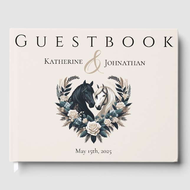 Libro De Visitas Bodas de campo-caballos enamorados (Anverso)