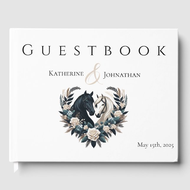 Libro De Visitas Bodas de campo-caballos enamorados (Anverso)