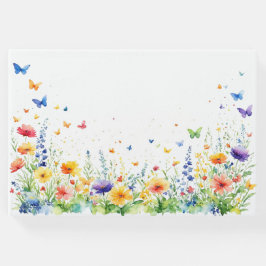 Libro De Visitas Bodas de Mariposas en Jardín Floral de Primavera