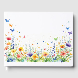 Libro De Visitas Bodas de Mariposas en Jardín Floral de Primavera
