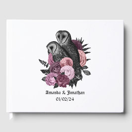 Libro De Visitas Bodas Góticas de Búhos Florales Malva