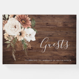 Libro De Visitas Bohemia Floral Terracotta Boda Rustic Wood