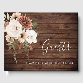 Libro De Visitas Bohemia Floral Terracotta Boda Rustic Wood