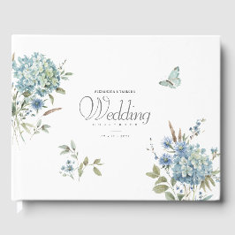 Libro De Visitas Bohemian Blue Floral Watercolor Boda invitado