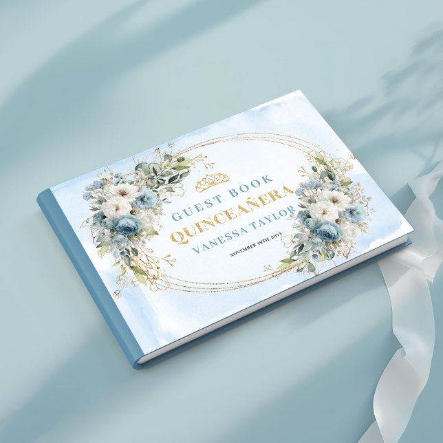 Libro De Visitas Bohemian Dusty Blue Gold Floral Greenery Guestbook (Bohemian Dusty Blue Gold Floral Greenery Guestbook)