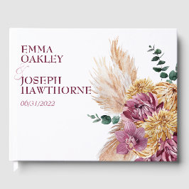 Libro De Visitas Bohemian Fall Burgundy Floral Boda