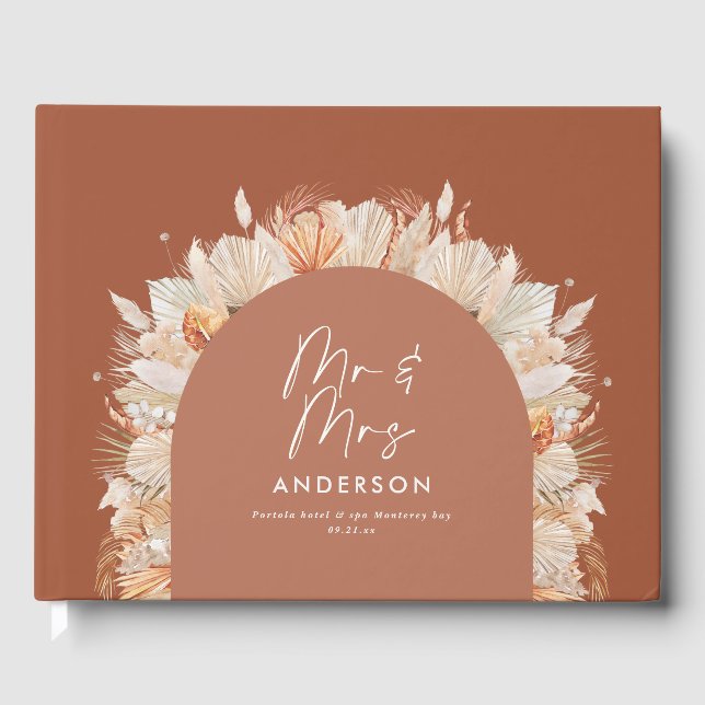 Libro De Visitas Bohenian boho rust terracotta boda mr y mrs (Anverso)