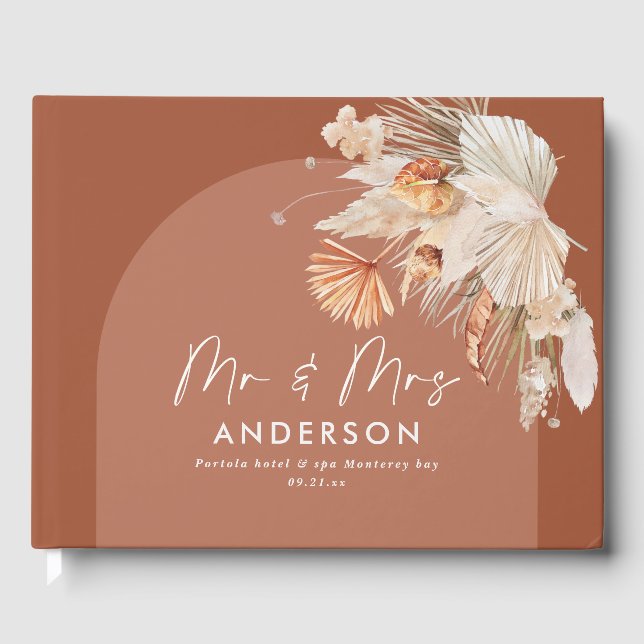 Libro De Visitas Boheniano boho rust terracotta boda mr y mrs g (Anverso)