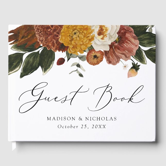 Libro De Visitas Boho Autumn Floral Boda (Anverso)