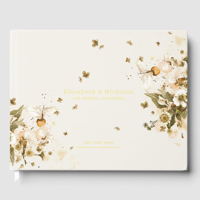 Libro De Visitas Boho Autumn Wildflower | Boda botánico (Anverso)