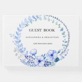 Libro De Visitas Boho Blue Floral Boda invitado