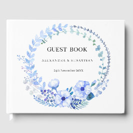 Libro De Visitas Boho Blue Floral Boda invitado