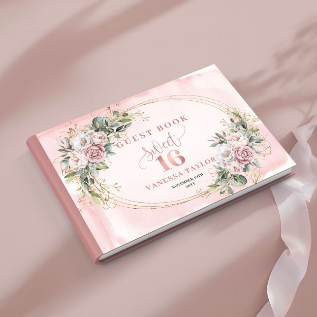Libro De Visitas Boho Blush Pink Flowers Eucalyptus 16th Guest Book (Boho Blush Pink Flowers Eucalyptus 16th Guest Book)