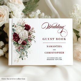 Libro De Visitas Boho Burgundy White Floral Boda invitado