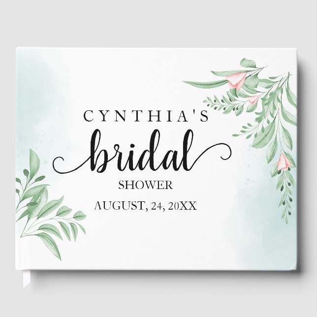 Libro De Visitas Boho Dusty Blue Eucalipto Despedida de Soltera (Anverso)