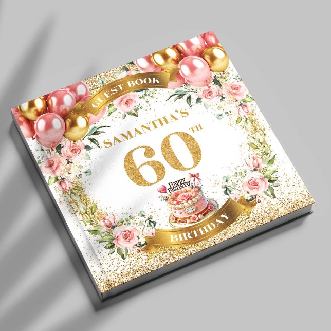 Libro De Visitas Boho Feminine 60th Birthday Guest Book Petal Glow (Feminine Boho 60th Birthday Guest Book Petal Glow

)