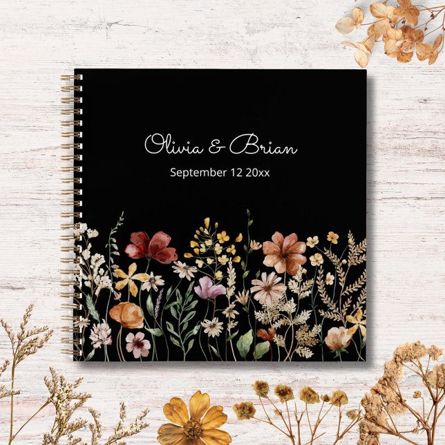 Libro de visitas boho floral de preciosa flor silv (Close up)