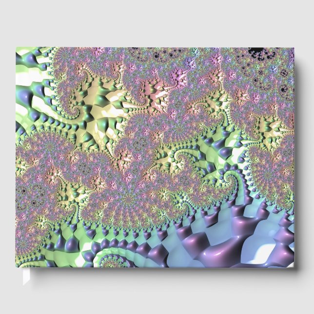 Libro De Visitas Boho Hippie Groovy brillante fractal arcoiris colo (Anverso)