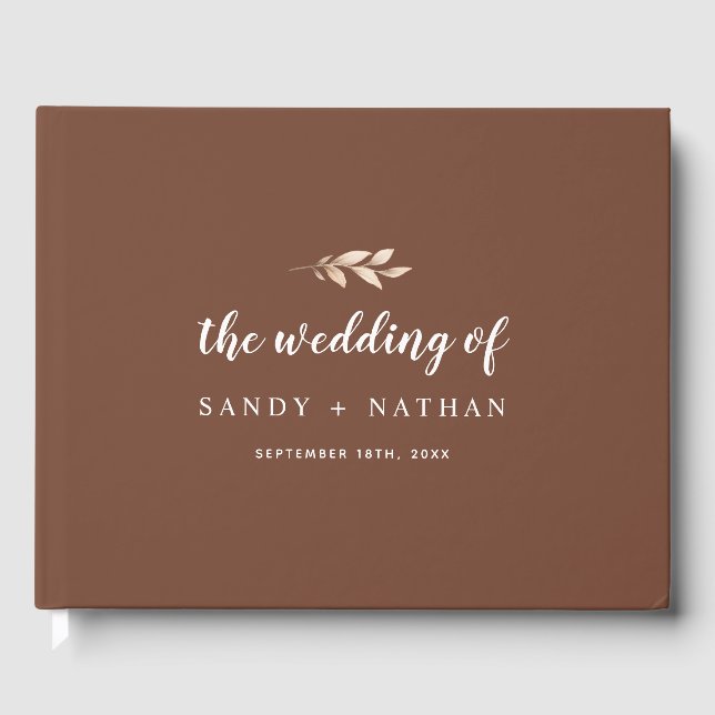 Libro De Visitas Boho Leaf Boda Guest Book (Anverso)