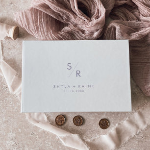 Libro De Visitas Boho Moda Dusty Purple Monograma Boda