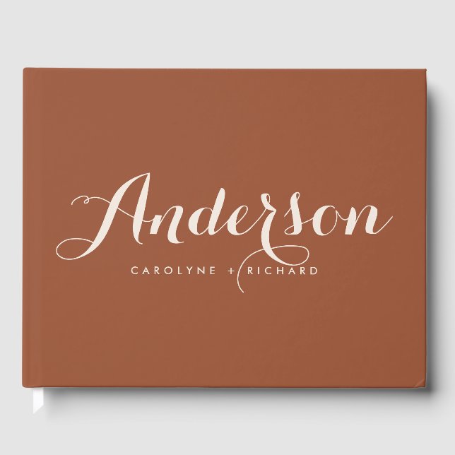 Libro De Visitas Boho Modern Calligraphy Terracotta Boda (Anverso)