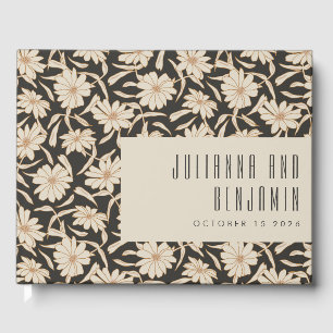 Libro De Visitas Boho Moderno Botanical Black Ivory Custom Wedding