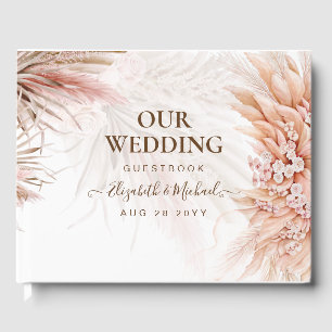 Libro De Visitas BOHO Pampas Grass Floral Coral Sage Boda